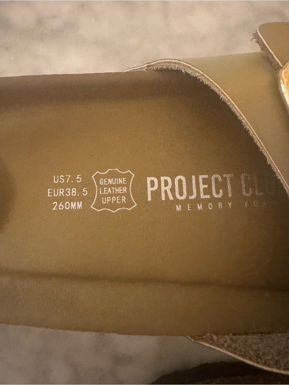 Olive Green Slide Sandals with Gold Buckle - Picture 3 of 4